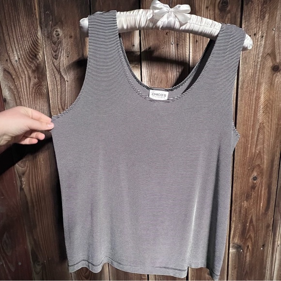Chico’s Travelers Classic Black & White Striped Lagenlook Fall Tank Top Sz XL - Picture 4 of 7